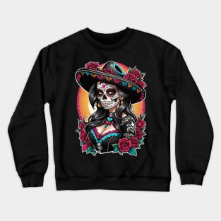 Vaquera - Dia De Los Muertos- Cowgirl Crewneck Sweatshirt